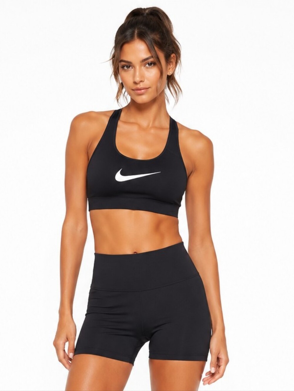 Nike victory shape Swoosh Sports Bra Black & White new size XS